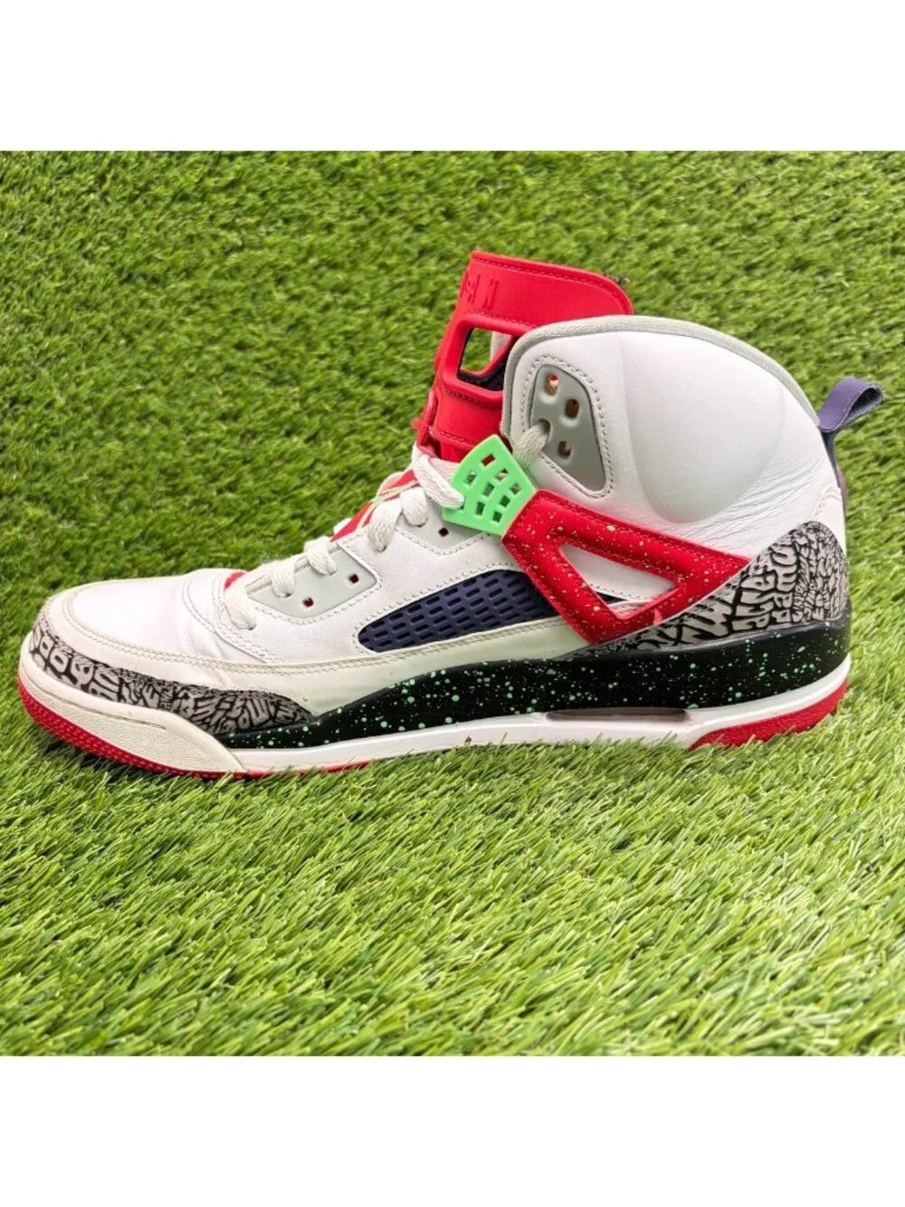 Nike Air Jordan Spizike Mens Size 13 White Red Athletic Leather Shoes Sneakers